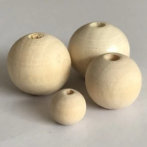 50mm Round wood beads natural color with little holes factory wholesale many sizes Teething Wooden Beads