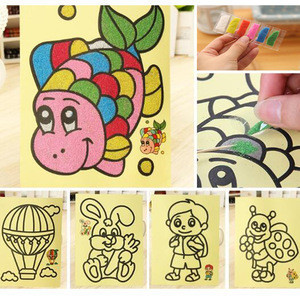 5pcs/lot Kids DIY Color Sand Painting Art Creative Drawing Toys Sand Paper Learn to Art Crafts Education Toys for Children