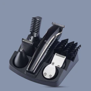 6 In 1 Multi-functional  LED Waterproof Trimmer Set Stainless black Men&#x27;s Rechargeable Electric Shaver