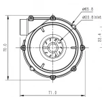 60mm diameter 6.8kPa pressure 300LPM airflow 24v brushless small size electric dc centrifugal air blower fan
