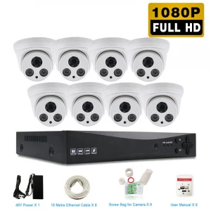 8 Channel H.264 NVR POE HD 1080P CCTV IP Cameras Kits 8 CH Home Video Surveillance Cameras System