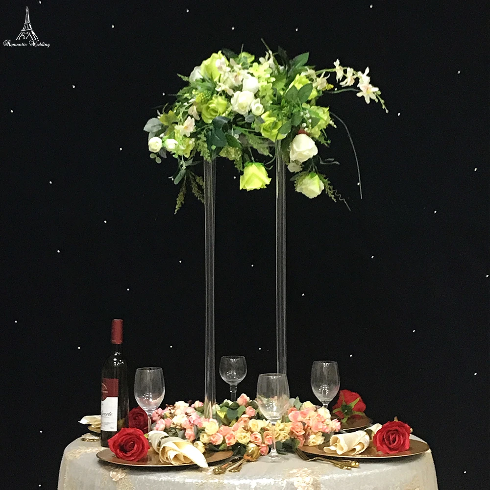 80 CM Tall Clear Acrylic Table Centerpiece Flower Stand for Wedding and Event Party Decoration Supplies Square 25 cm Diameter