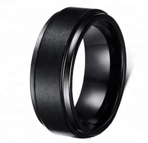 8mm  Black brushed and bevelved edges Tungsten Carbide  Ring Wedding Band ring
