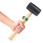 8oz Wood Handle Rubber Mallet , Soft-Face Hammer with Bounce Resistant Head Striking Tools
