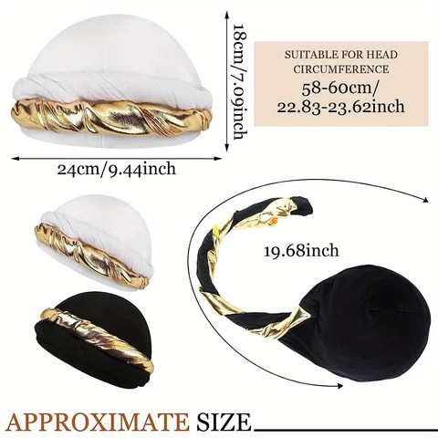 9012 Unique design New Style Fashion comfort satin 1pc Mens Elastic Headscarf Braid Hat turban for men daily wear