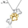 925 silver jewelry Women Fine Jewelry 925 Sterling Silver Dog Bone Gold Claw Pendant Necklaces