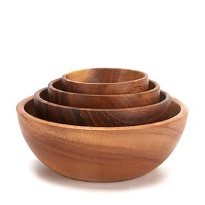 Acacia wooden noodle bowl wooden bowl salad rice fruit bowl