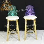 Acrylic led light stainless steel frame leather cushion bar stool bar chair