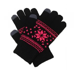 adult acrylic snow jacquard touch screen magic gloves wholesale gloves can play phone