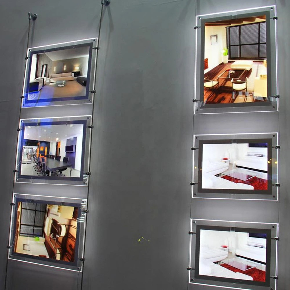 advertising watch illuminated door kit suspend light vitrine hanging poster led acrylic wall store showcase
