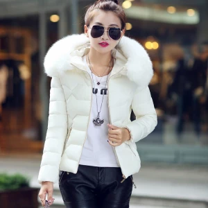 Aliexpress Fashion Winter Warm Short Down Jacket Women Cotton-Padded Hooded Faux Fur Coat
