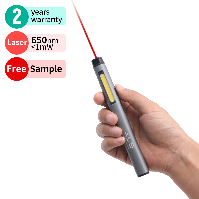 ALS 150lm Rechargeable LED Pen Light with Laser Pointer Magnetic Flashlight