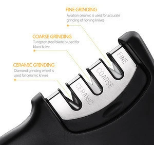 Amazon hot sell 3 stage ceramics stainless steel kitchen knife sharpener