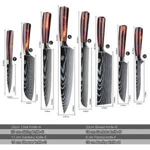 Amazon hot selling 5Cr15MoV Japanese stainless steel chef knife professional kitchen knife set resin handle kitchen knives set