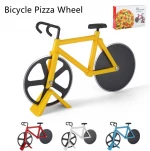 Amazon hot selling Stainless Steel Pizza Cutter Creative Bike Shape Double Wheel Baking Pancake Hob