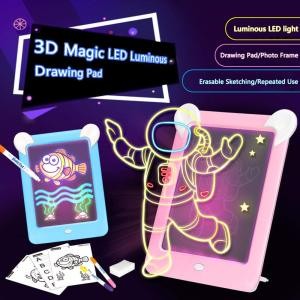 Amazon Newest Educational Toys Creative Art LED Light up Glow 3D Magic Drawing Pad Board for Kids