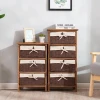 Antique small home solid wooden furniture cabinet with handmade paper rope storage basket drawers