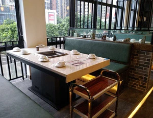 AOPA Commercial smokeless korean bbq tables for restaurant