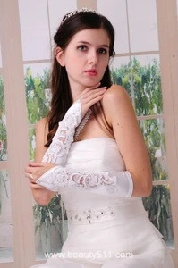 Astergarden Real Photo White Bridal Wedding Gloves ASJ004