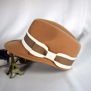Autumn and winter new wool pattern felt  vintage hat  version of versatile duck tongue knight fedora hat for men and wom