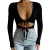 Import Autumn Womens Fashion Deep V neck Tie Lace Up Cut Out Fitted Sexy Club Wear Basic Top from China