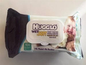 Babies age group and spunlace material non alcohol cheap wet wipes for Hugglo baby