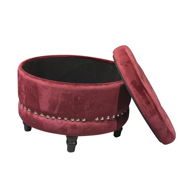 Bailey new fashion velvet storage ottoman stool with wood legs