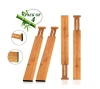 Bamboo Kitchen Drawer Organizer Drawer Divider Organizers Set of 4 - Spring Adjustable &amp; Expendable