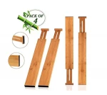 Bamboo Kitchen Drawer Organizer Drawer Divider Organizers Set of 4 - Spring Adjustable & Expendable