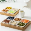 Bamboo with lid compartment fruit plate creative seasoning platter home snacks sauce snacks living room storage box