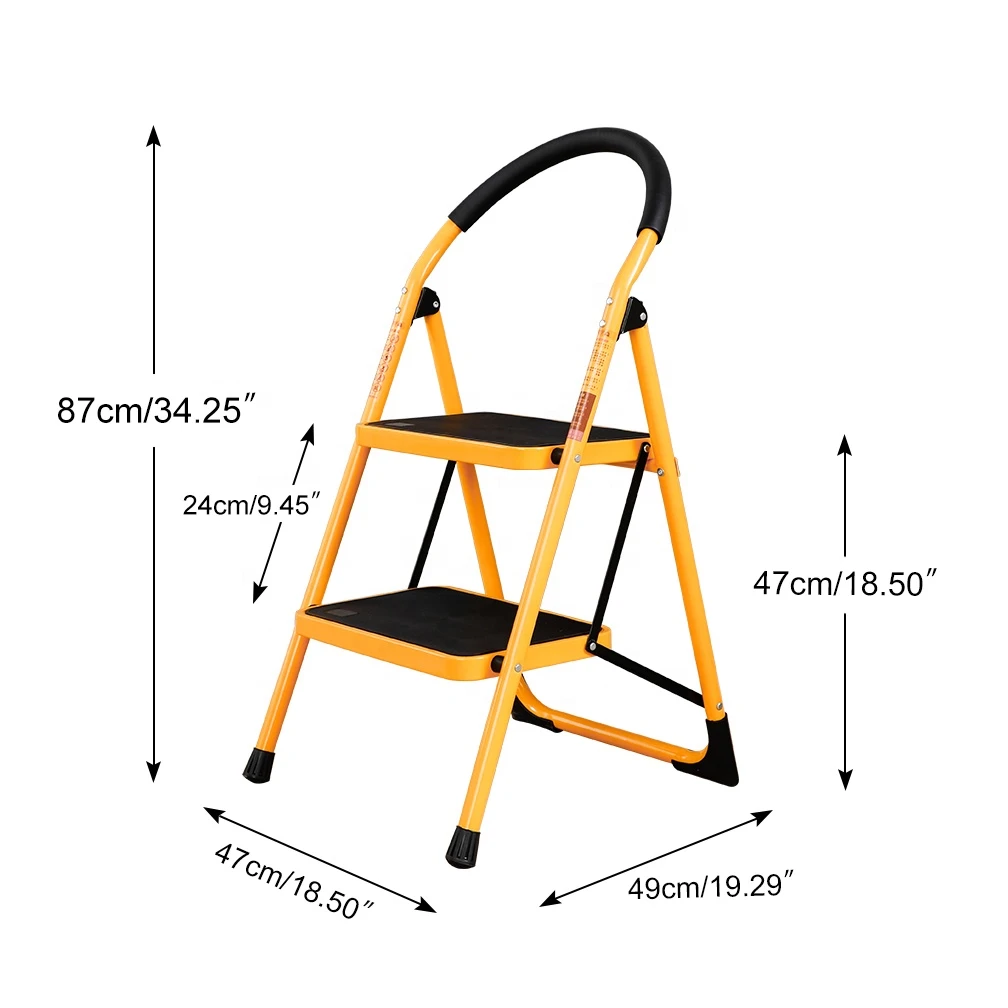 BAOYOUNI 2 Step Folding Multi-Purpose Movable Foldable Narrow Step Corner Heavy Duty Household Library Ladder Sliding Shelf