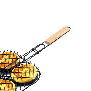 BBQ Grill Accessories Set as Hamburger Grill Basket with Locking Grill Handle for Outdoor/ Indoor BBQ