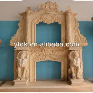 Beige Marble fireplace Surround freestanding white electric fireplace wall mounted YF-HT-S-BL011