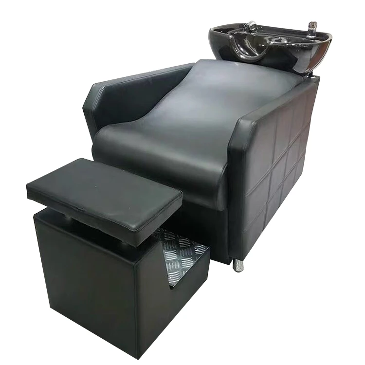 black leather massaging barber bowl chairs shampoo sink hair salon