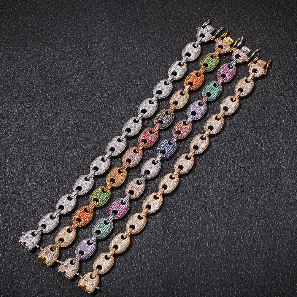 black lives matter charms for bracelets fashion color diamond coffee bean chain real gold plating men&#x27;s bracelet