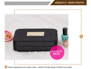 Black shiny fabric ladies pu cosmetic packaging brush box with cheap price
