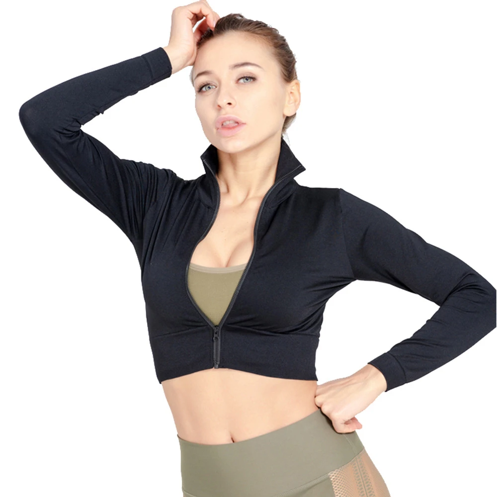 Bodytrainer  Women Active Wear  Custom Private Logo Workout Fitness Gym Running Wear Seamless Yoga Jacket with Zipper