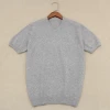 Breathable men wool cashmere knitted v neck t-shirt men short sleeves