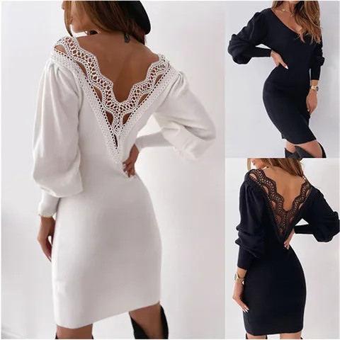Buy C Clothing Autumn Skirts New Style Long Sleeve Deep V Secy Backless