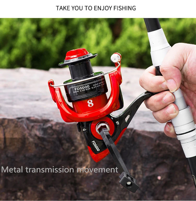 Carp Fishing Spinning Reel All Metal Coils FD1000-6000 5.0:1 Sea Rod Fishing Reels Gear Accessories Line Wheel