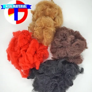 carpet yarn grade recycled polyester fiber , wool typed 15DX98mm solid regenerated polyester staple fiber