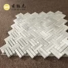 Carrara Bianco Marble Mosaic Tile-Kont Basketweave With White Accent Squares-Polished