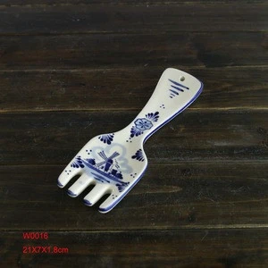 Ceramic Europe style blue and white delft blue stoneware spoon cheese fork holder home decoration