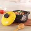 Ceramic matte black flower decal sublimation dinner ware casserole with yellow lid dinnerware