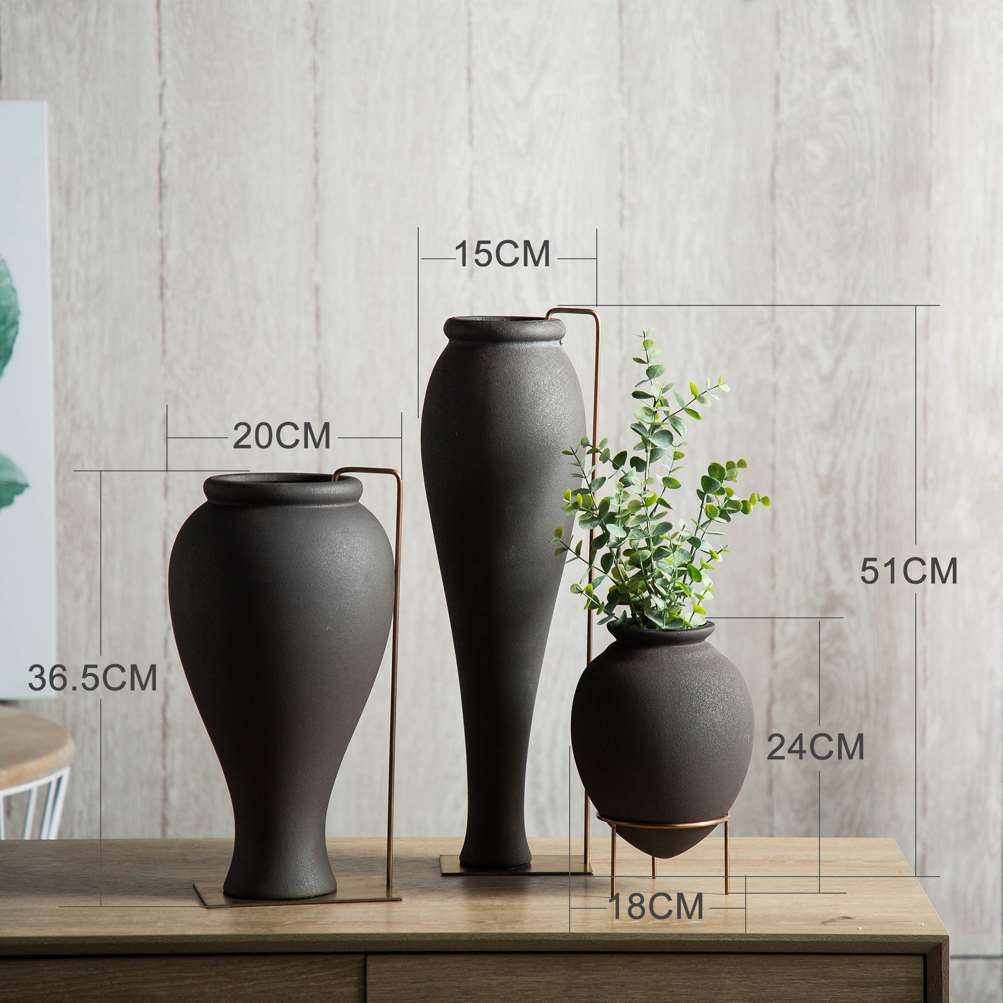 Ceramic vase decoration porcelain vase stainless steel electropating