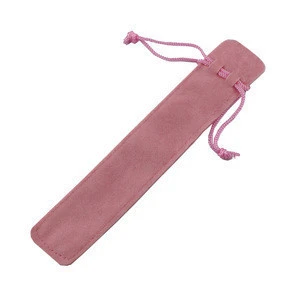 Cheap portable promotional flannelette pen bag sleeve holder single pencil bag case gifts velvet pen pouch with rope