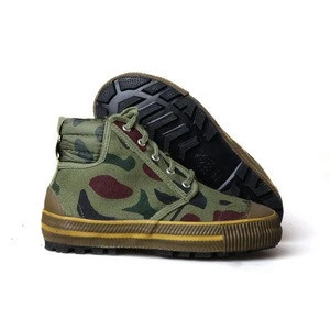China 3539 brand cheap children camouflage anti-slip canvas shoes ankle boots