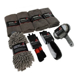 China AutoKnight Car Wash Tools Kit Auto Care Cleaning Product Set Car Cleaning Kit Microfiber Cloth Car Brush Kit 9 Pack
