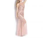 china guangzhou cheap wholesale fashion party dress polyester see through look backless  long evening dress 256657