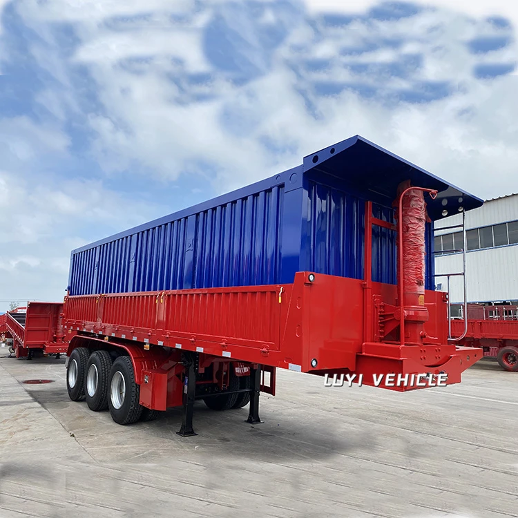 China Luyi Brand 3 axle Tractor Tipper Trailer End Dump Truck Semi Trailer Capacity